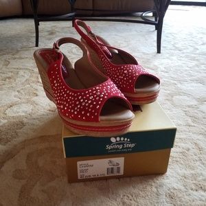 Spring Step  Bling Wedge Slingback